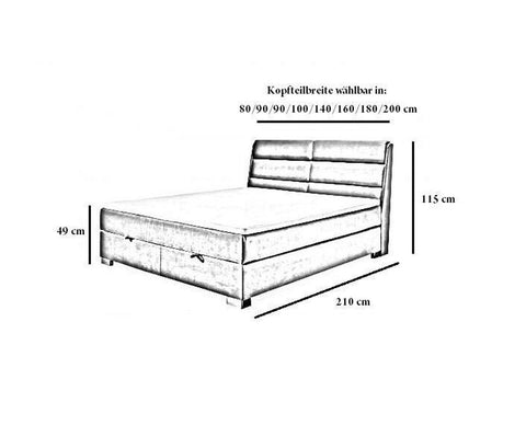 Designer Boxspringbett Lugo mit Matratze & Topper - Luxano