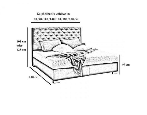 Designer Boxspringbett Roma mit Matratze & Topper - Luxano