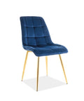 Designer Stuhl ChicoGold Velvet Blue-Luxano