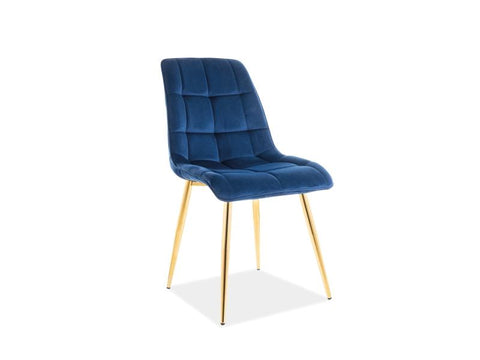 Designer Stuhl ChicoGold Velvet Blue-Luxano