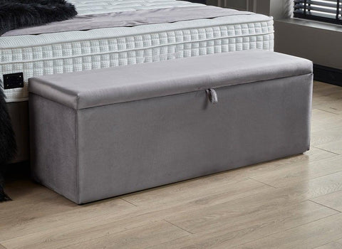 Designer box spring bed Palermo Grey including mattress &amp; storage space 