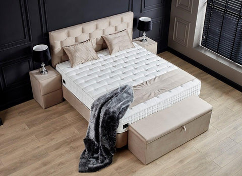 Designer Boxspringbett Palermo inkl. Matratze & Stauraum - Luxano