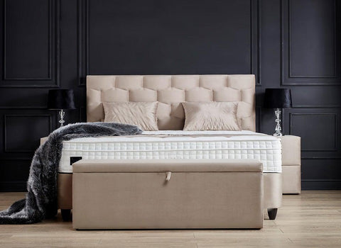 Designer Boxspringbett Palermo inkl. Matratze & Stauraum - Luxano