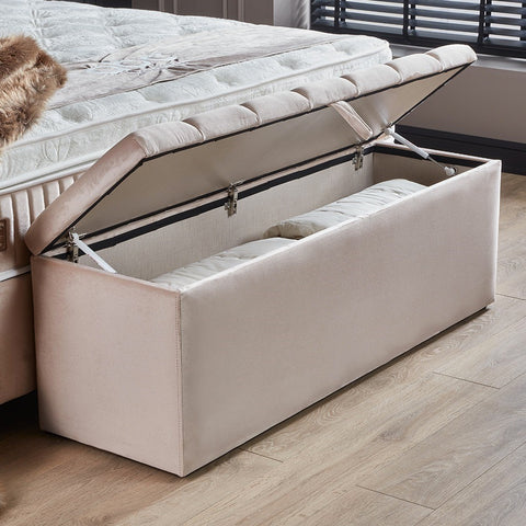 Designer box spring bed Jazzlyn including mattress &amp; storage space 